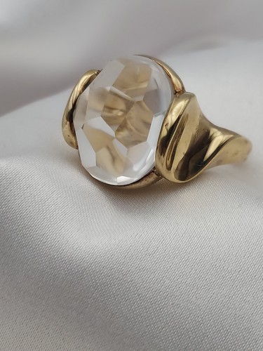 Sterling clad 18k clear quartz - sterling,